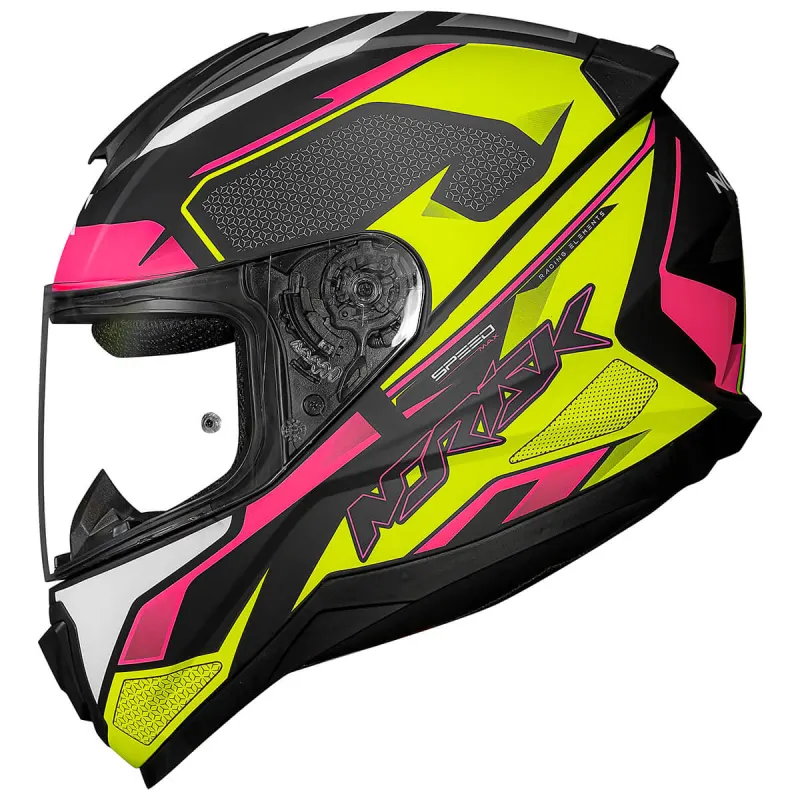 Capacete Norisk Razor Speedmax Fosco Preto Amarelo Rosa Fechado - Preto Amarelo Rosa