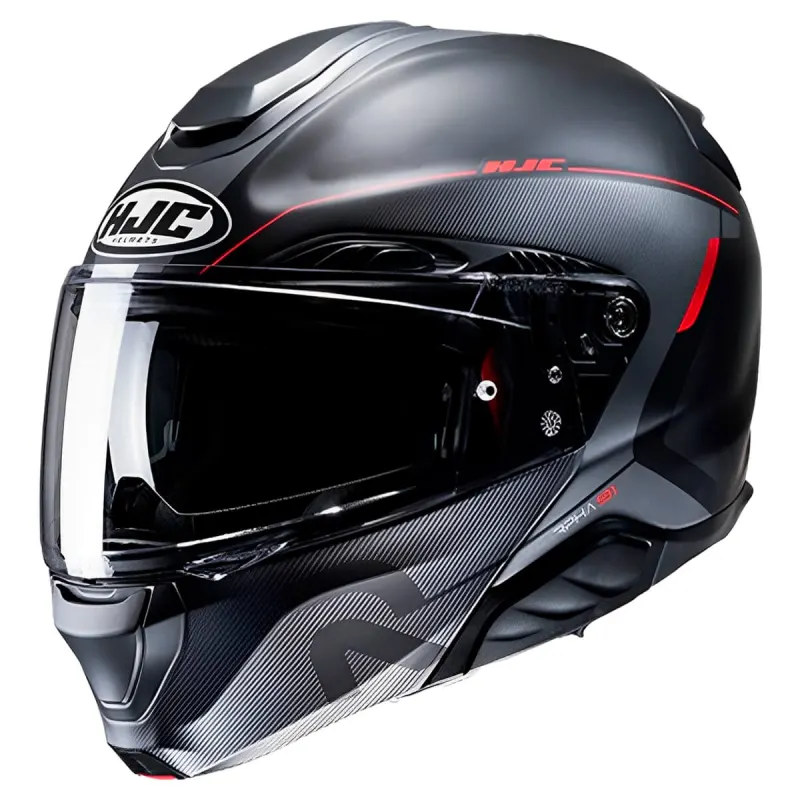 Capacete HJC RPHA 91 Combust Preto Chumbo Vermelho Fechado - 