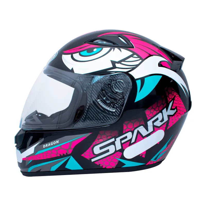 Capacete EBF Spark Dragon Preto Rosa Fechado - Preto Rosa
