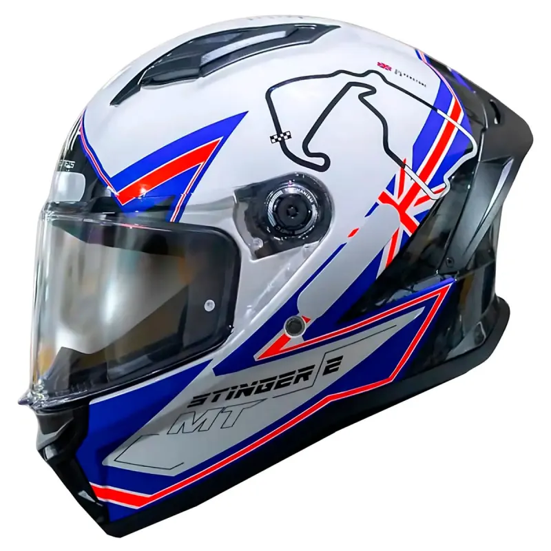 Capacete MT Stinger 2 Grand Prix A71 UK Reino Unido Fechado - 