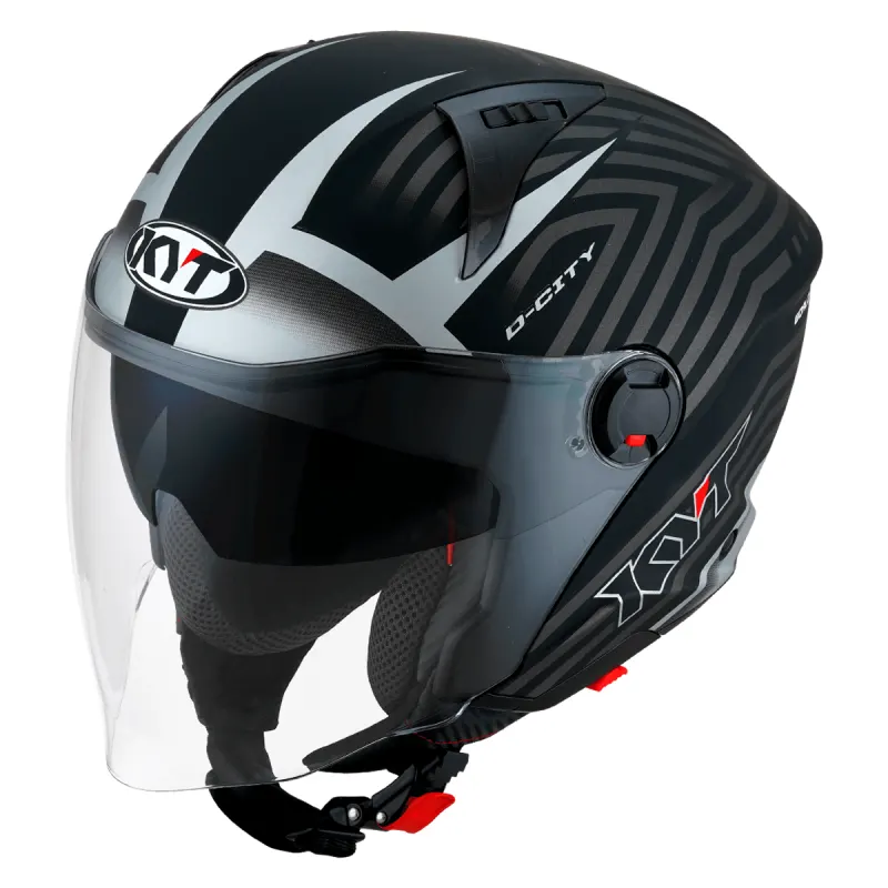 Capacete KYT D-City Lucent Fosco Preto Silver Fechado - 