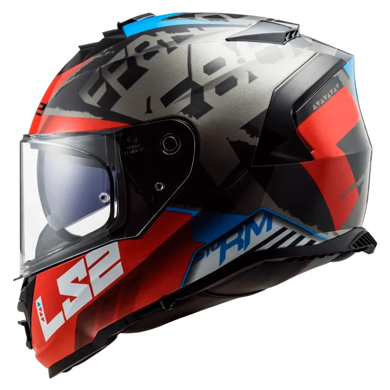 Capacete LS2 FF800 Storm Sprinter Preto Vermelho Titanium Fechado - Preto/Vermelho