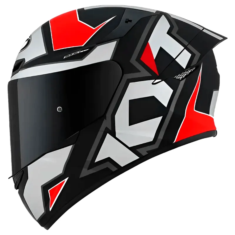Capacete KYT TT Course Electron Cinza Vermelho Fosco Fechado - 