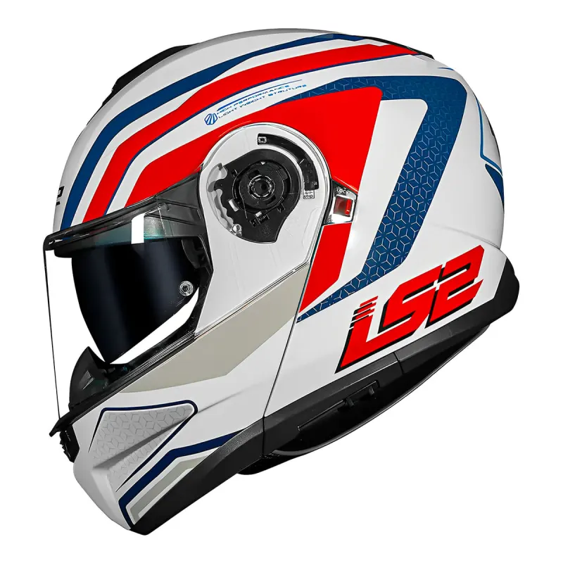 Capacete LS2 FF908 Strobe 2 Phantom Branco Azul Vermelho Fechado - Branco