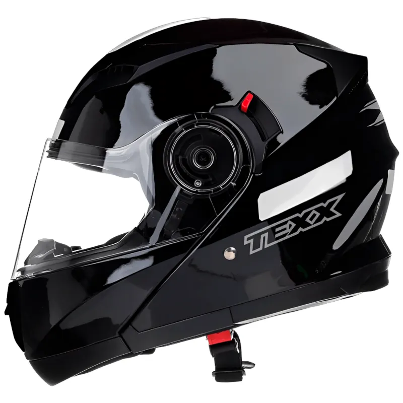 Capacete Texx Gladiator V3 Preto Brilhante Articulado/Robocop - Preto Brilhante