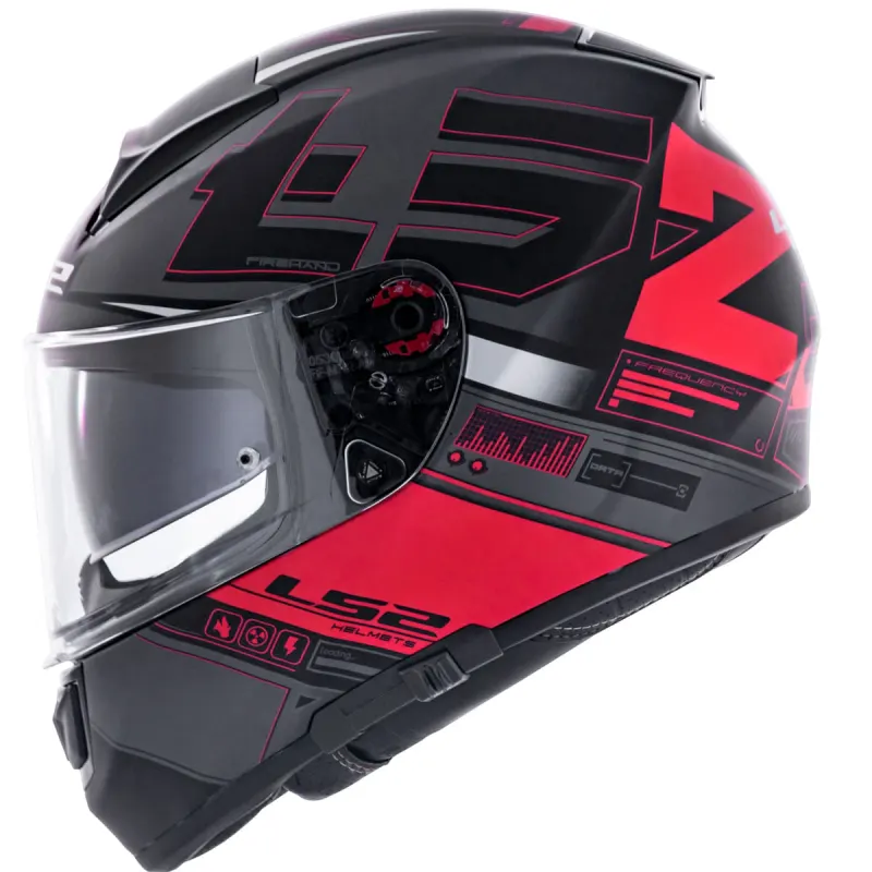 Capacete LS2 FF397 Vector Frequency Fosco Preto Vermelho Fechado - Preto Vermelho