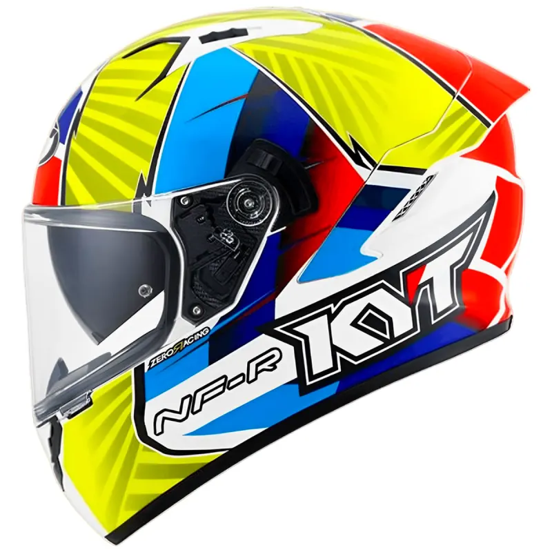 Capacete KYT NF-R Xavi Fores Azul Vermelho Amarelo Fechado - 
