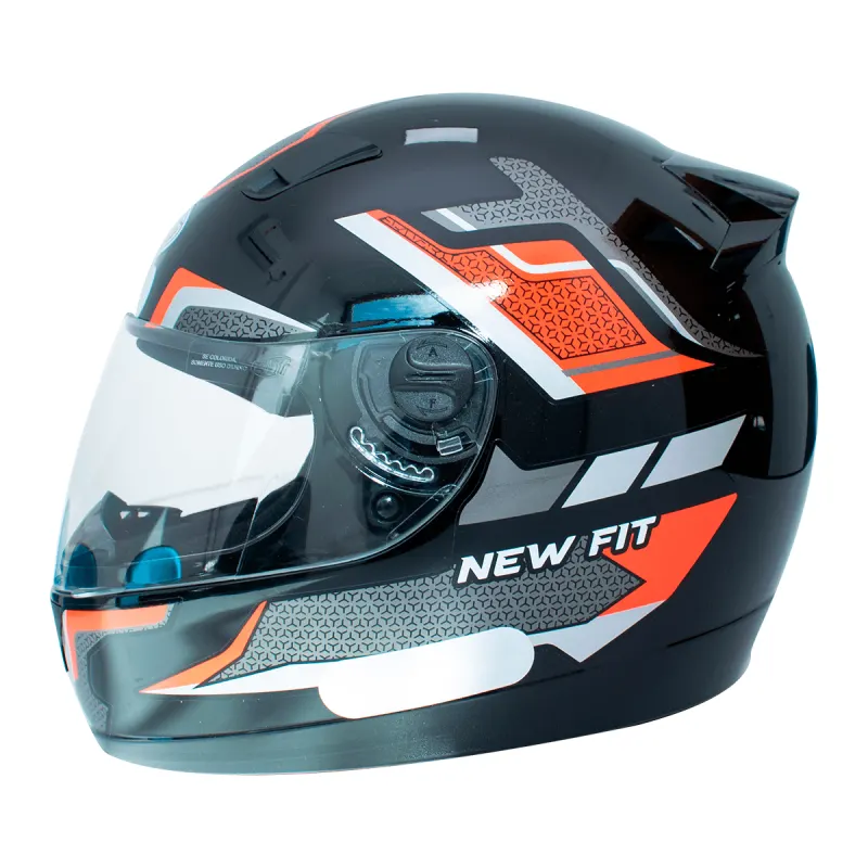 Capacete EBF New Fit Shift Preto Vermelho Fechado - 