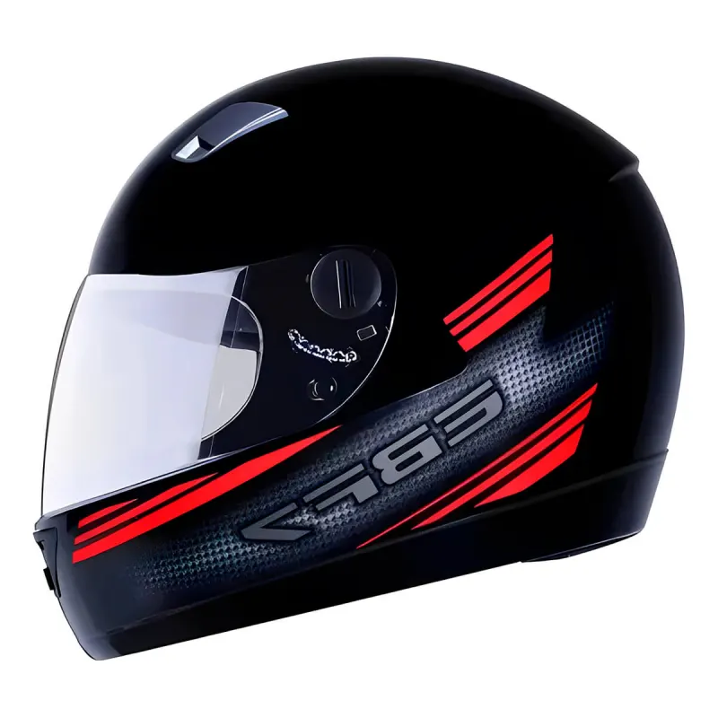 Capacete EBF 7 Carbon Preto Vermelho Fechado - 