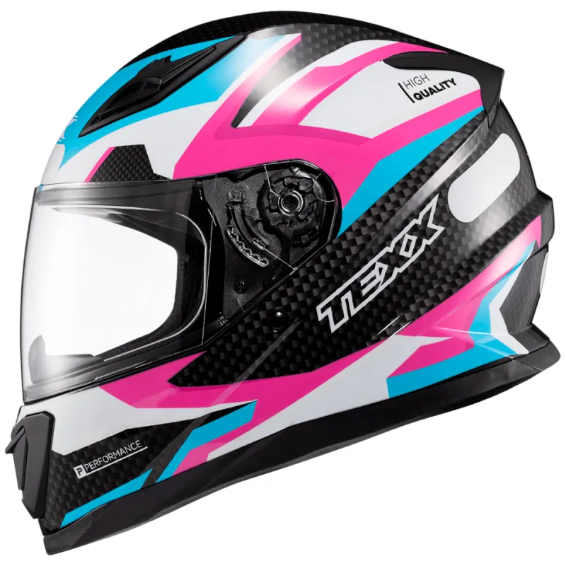 Capacete Texx Hawk Ride Azul Rosa Branco Preto Fechado - 