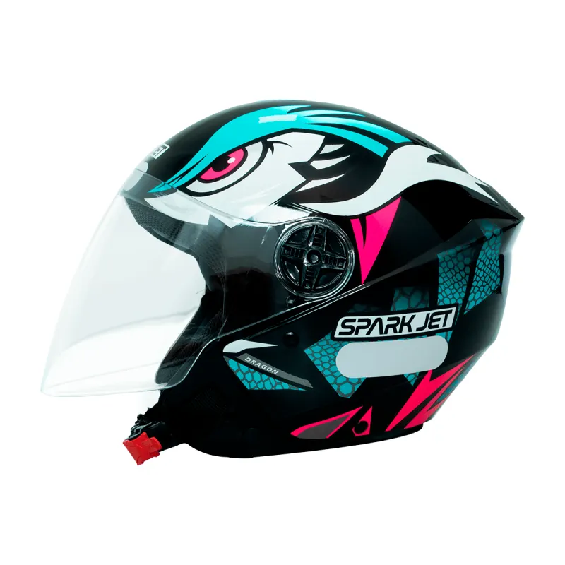 Capacete EBF Capacete EBF Spark Jet Dragon Preto Tiffany Aberto - Preto Tiffany
