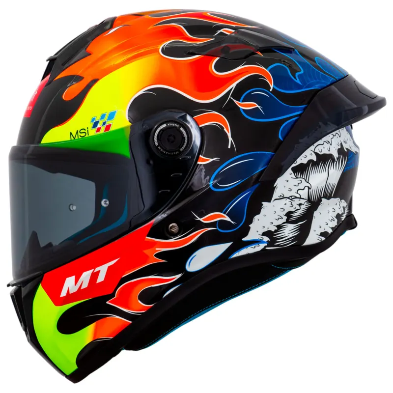 Capacete MT Targo S Yamanaka 2024 B7 Preto Fluor Fechado - 