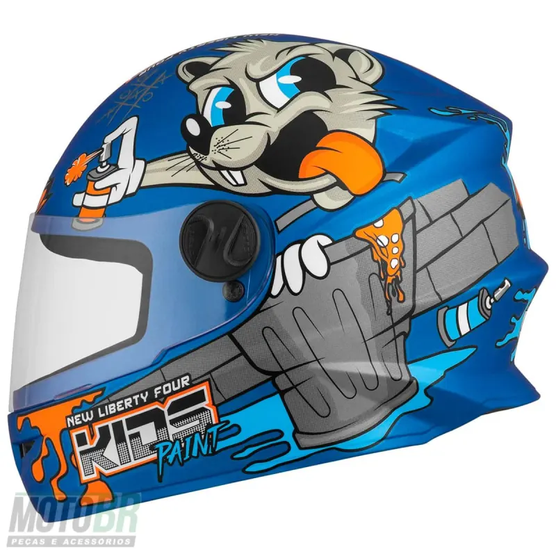Capacete Pro Tork Infantil Four Paint Fosco Azul Fechado - 