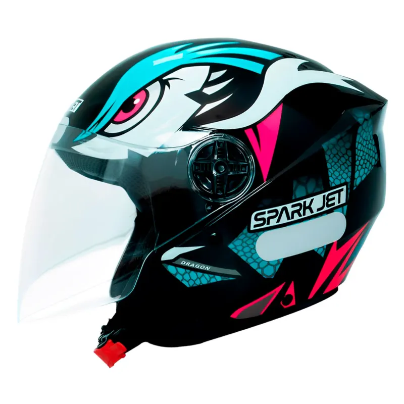 Capacete EBF Spark Jet Dragon Preto Tiffany Fosco Aberto - 