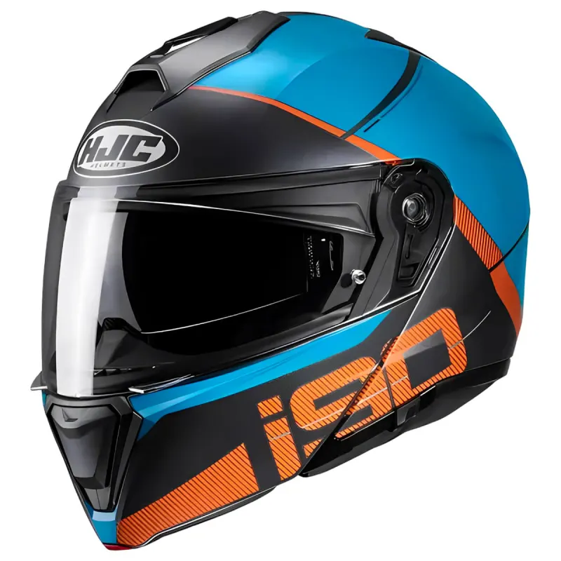 Capacete HJC I90 May Azul Laranja Articulado/Robocop - Azul Laranja