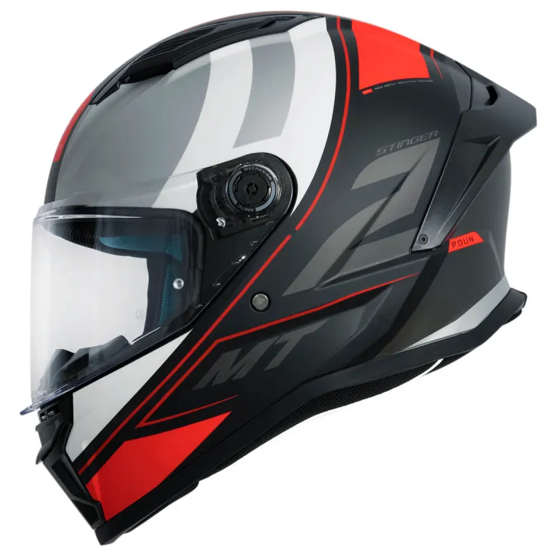 Capacete MT Fechado Stinger 2 Poun B5 Vermelho Fosco Fechado - 