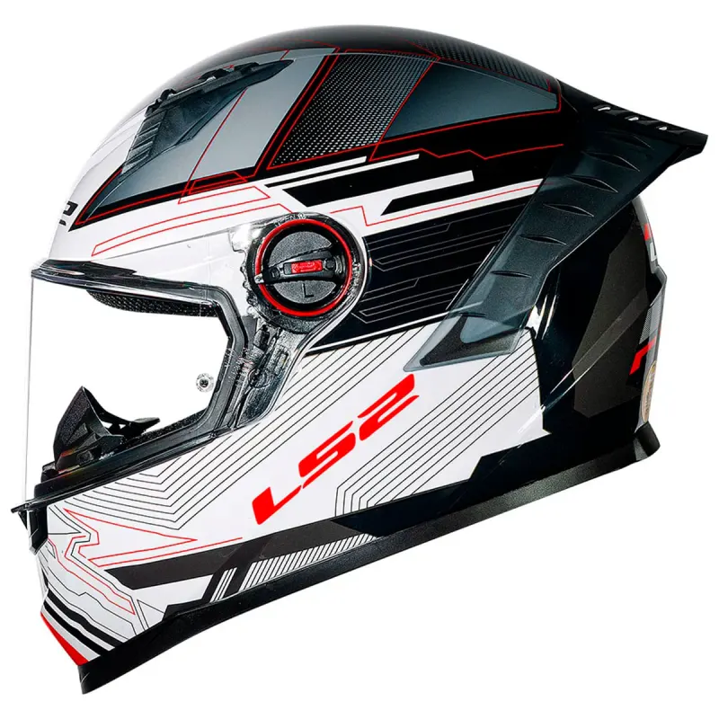 Capacete LS2 FF358 Pro Digital Preto Branco Fechado - Preto Branco