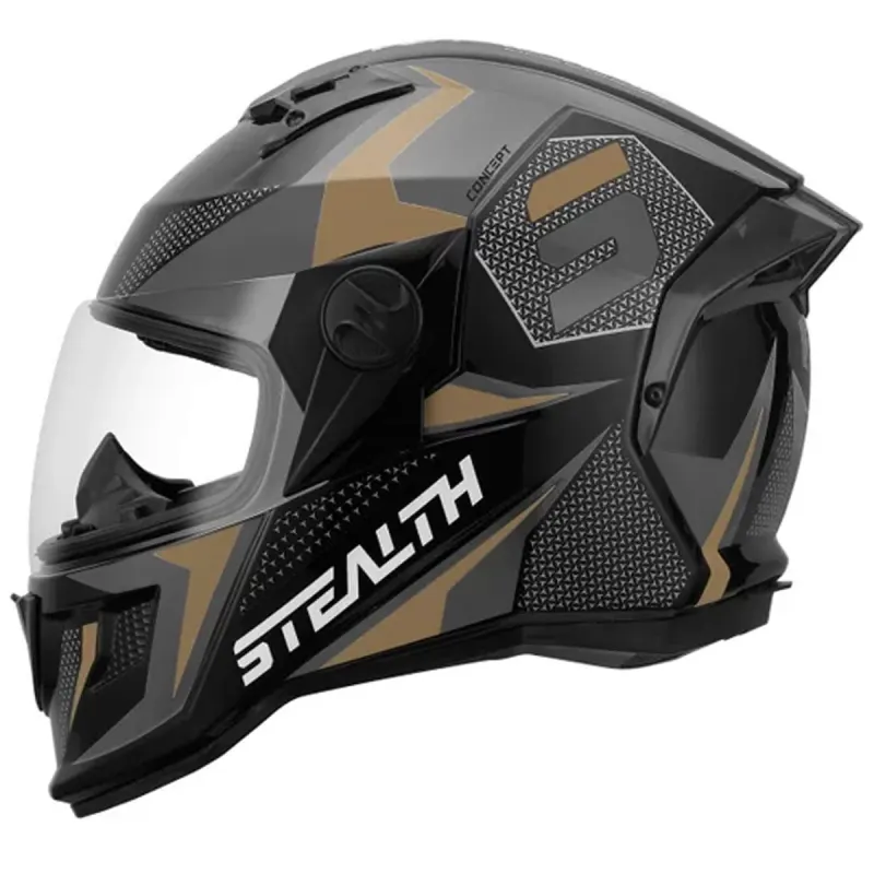 Capacete Pro Tork Stealth Concept Cinza Dourado Fechado - 
