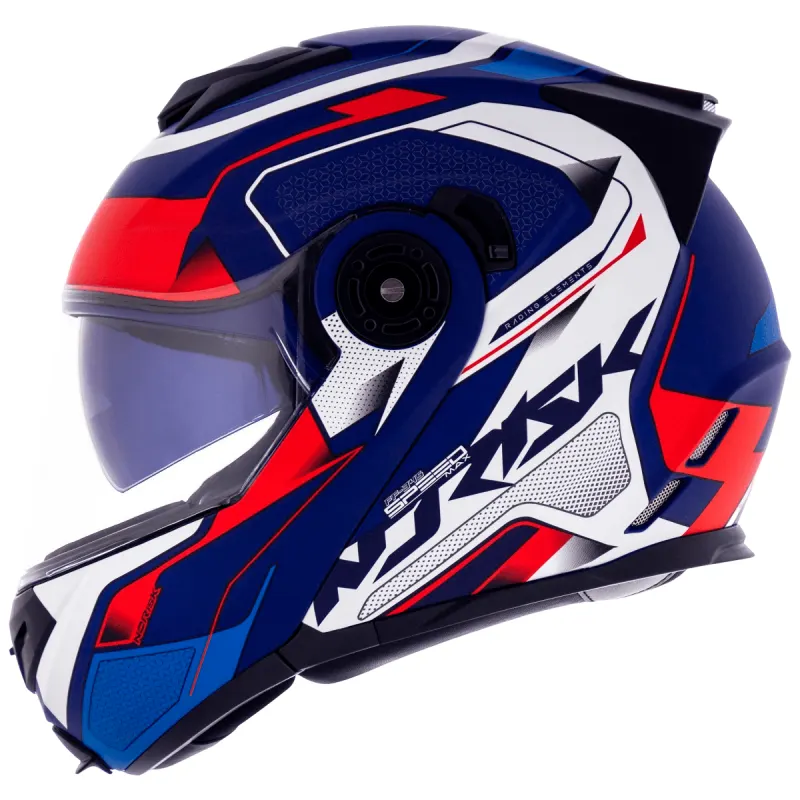 Capacete Norisk FF345 Speedmax Fosco Azul Branco Vermelho Articulado/Robocop - Azul Branco Vermelho