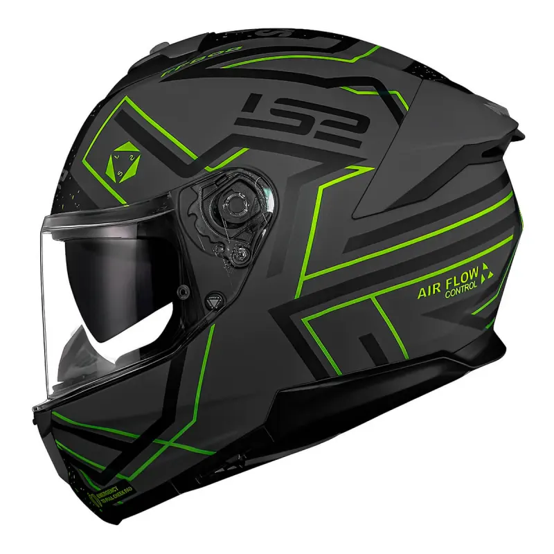 Capacete LS2 FF808 Stream 2 Maze Cinza Preto Fechado - Preto/Cinza