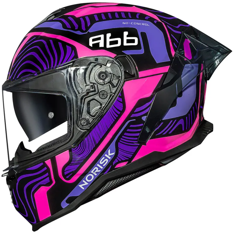 Capacete Norisk Strada 2 Fusion Roxo Preto Rosa Fechado - Roxo Preto Rosa