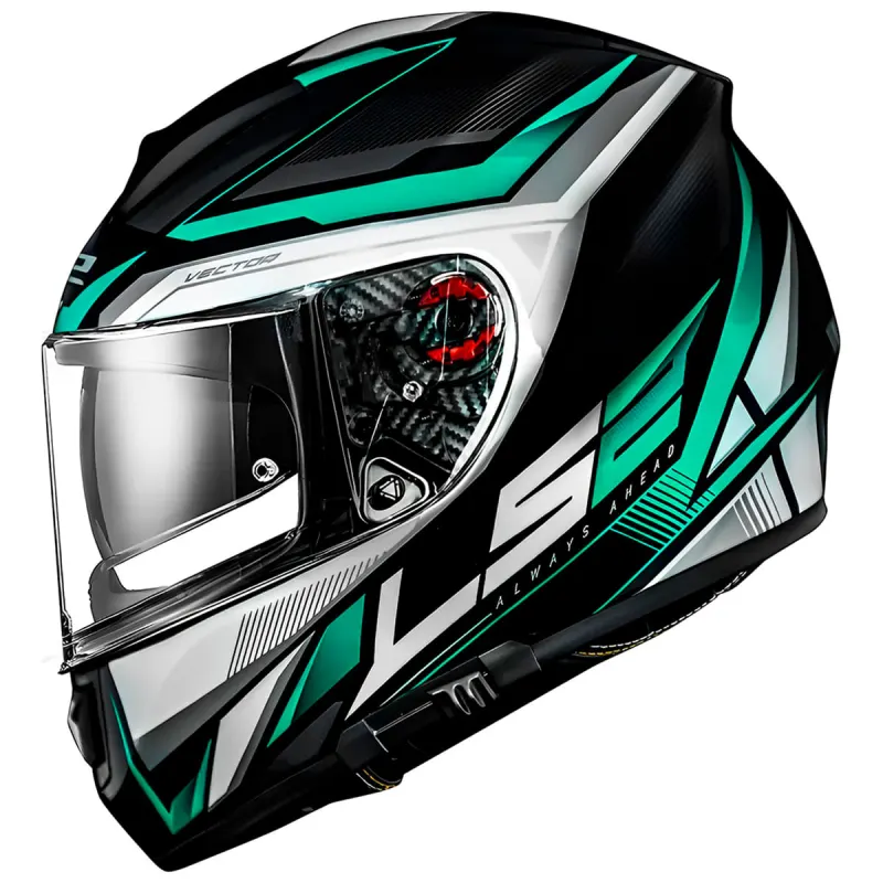 Capacete LS2 FF397 Vector Rider Prata Cinza Verde Fechado - Prata Cinza Verde