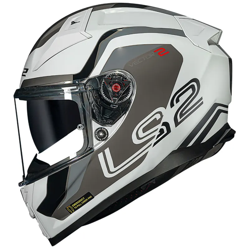 Capacete LS2 FF811 Vector 2 Metric Branco Titanium Fechado - Branco