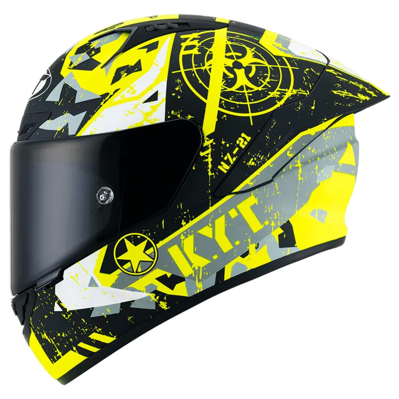 Capacete KYT NZ Race Blazing Fosco Amarelo Fechado - 