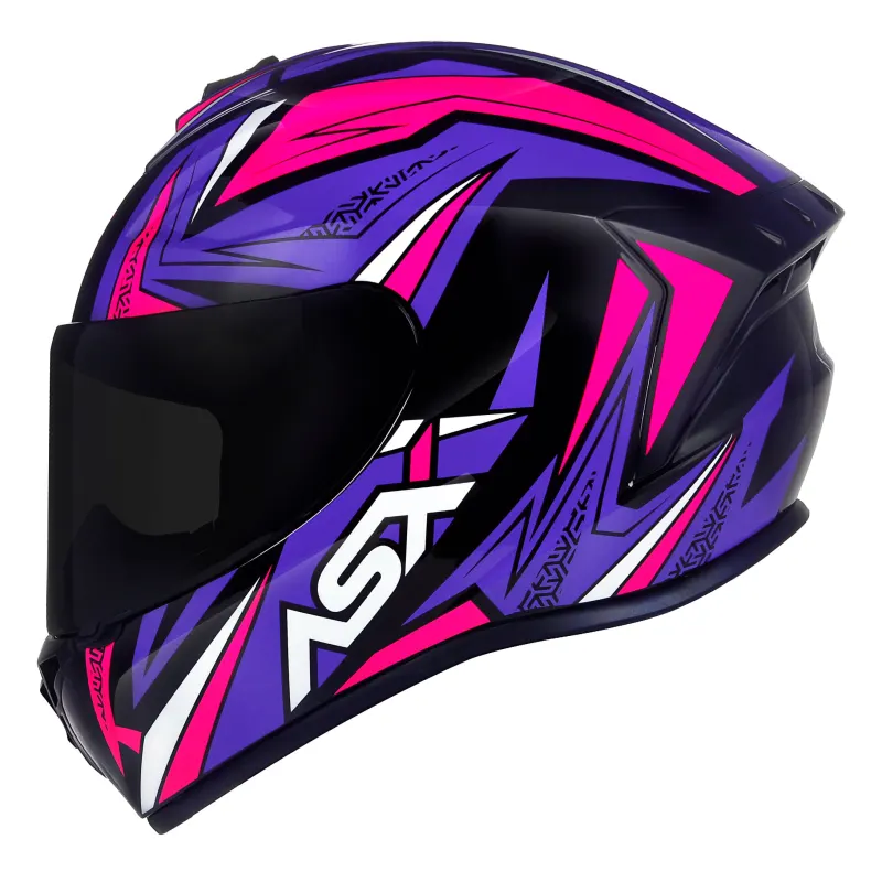 Capacete ASX Draken Vector Preto Lilás Rosa Fechado - 