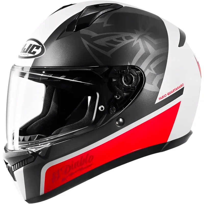 Capacete HJC C10 Fabio Quartararo Vermelho Preto Branco Fechado - 
