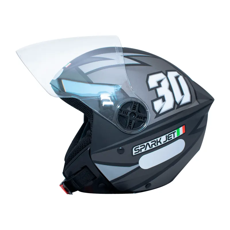 Capacete EBF Spark Jet 30 Preto Fosco Chumbo Aberto - 