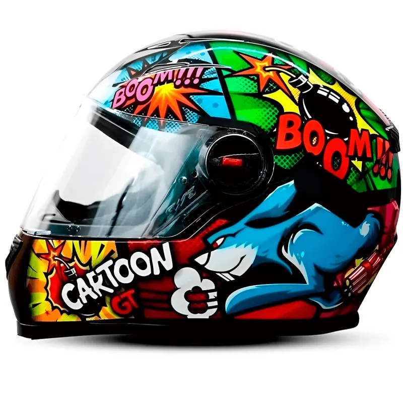 Capacete FW3 GT Cartoon Preto Fosco Fechado - 