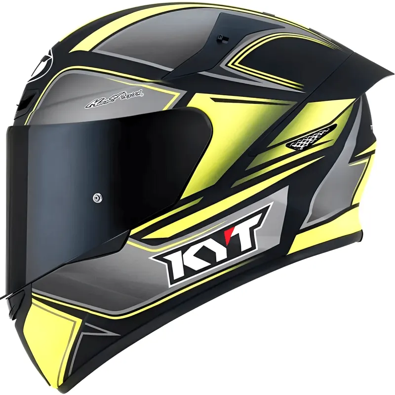 Capacete KYT Capacete Original TT Course Tourist Fosco Amarelo Fluo Fechado - Amarelo Fluo
