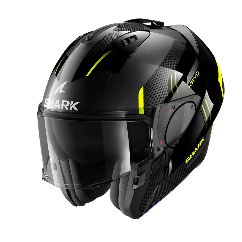 Capacete Shark Evo ES Kryd Preto Antracite Amarelo AKY Fechado - 
