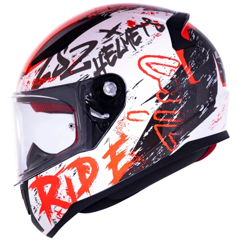 Capacete LS2 FF353 Rapid Naughty Branco Vermelho Fechado - Branco