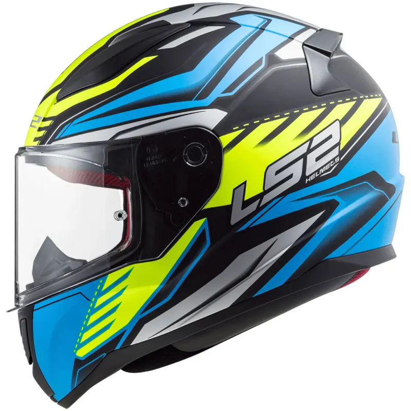 Capacete LS2 FF353 Rapid Gale Fosco Preto Azul Amarelo Fechado - Preto/Azul