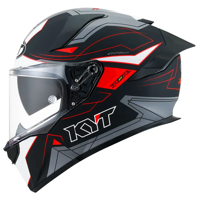 Capacete KYT R2R Led Fosco Preto Cinza Fechado - 