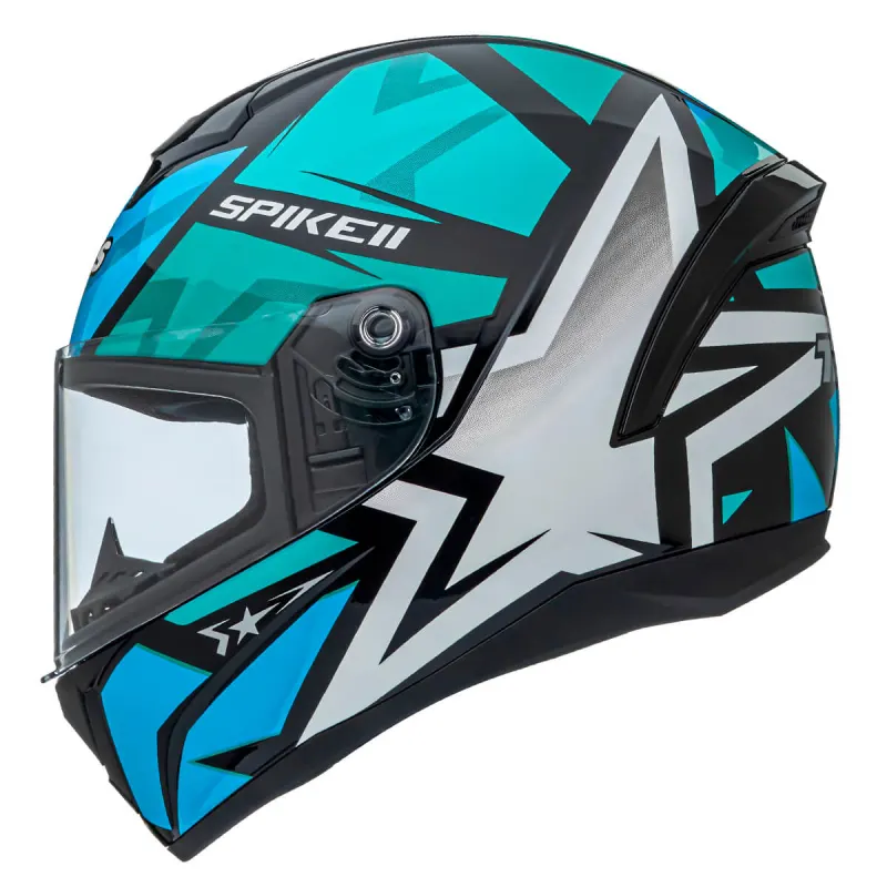 Capacete Peels Spike 2 1ST Preto Verde Água Fechado - 