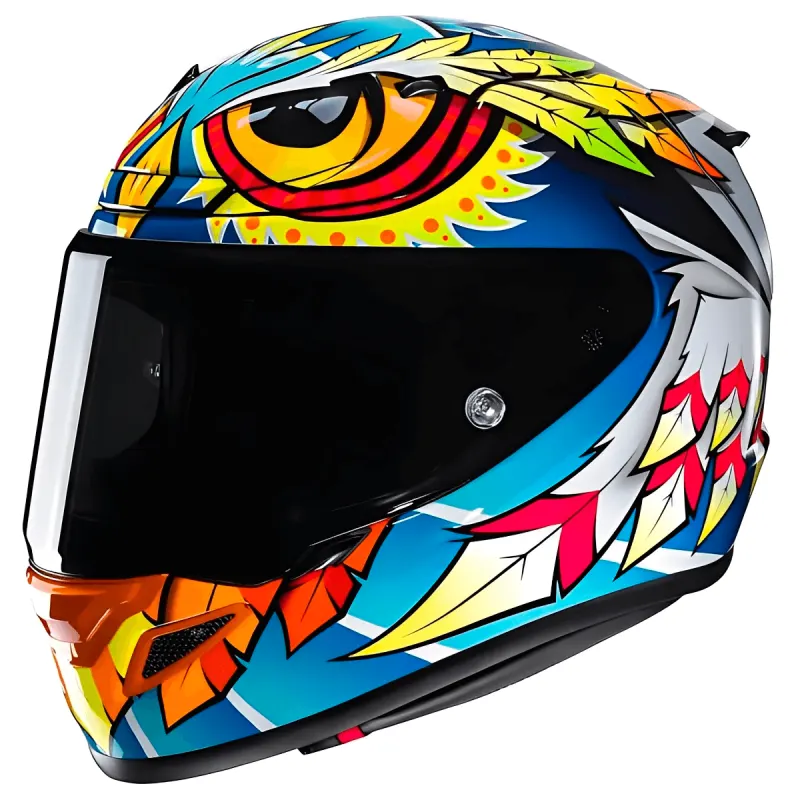 Capacete HJC Rpha 12 Spasso Azul Amarelo Laranja Fechado - Azul Amarelo Laranja