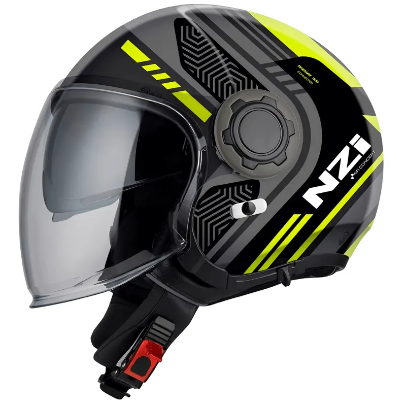 Capacete NZI Ringway Duo Connected Anthracite Cinza Amarelo Fechado - 