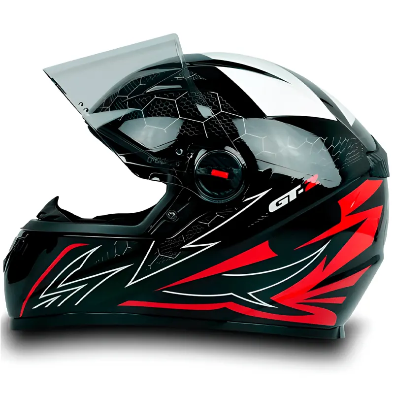 Capacete FW3 GT2 Preto Vermelho Fechado - 
