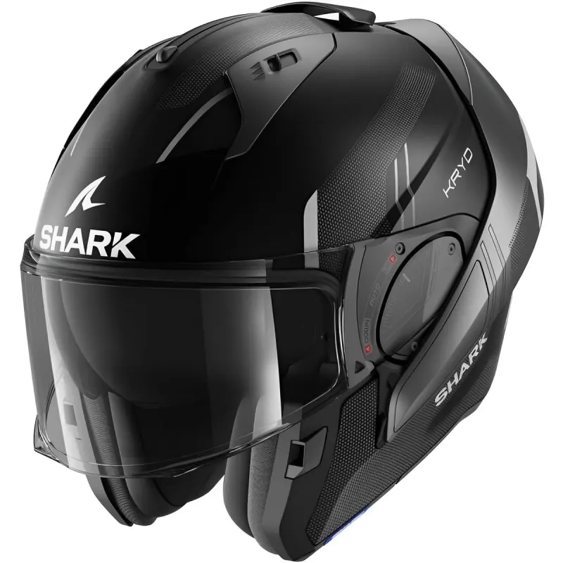 Capacete Shark Evo ES Kryd Fosco Preto Antracite Prata KAS Fechado - 