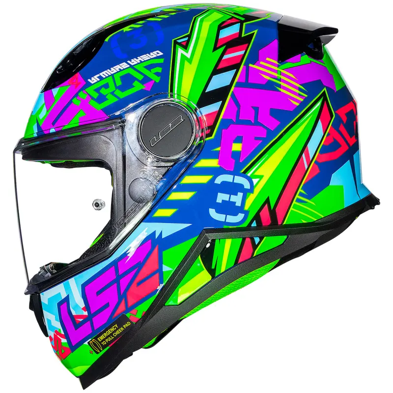 Capacete LS2 FF812 Infantil Svent Azul Verde Fechado - Azul Verde