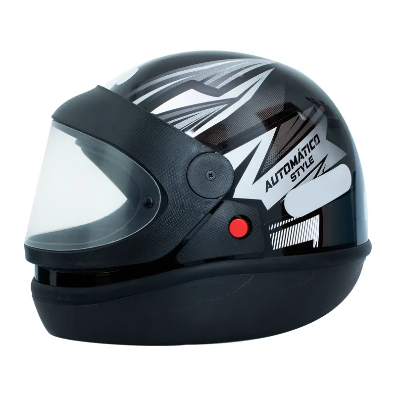 Capacete EBF Automatico Style Preto Prata Fechado - 