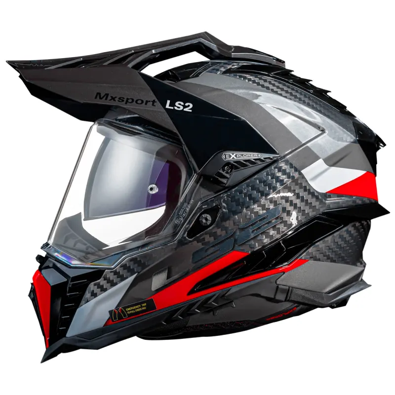 Capacete LS2 MX701 Explorer Frontier Titanium Vermelho Cross/Off-Road - Vermelho