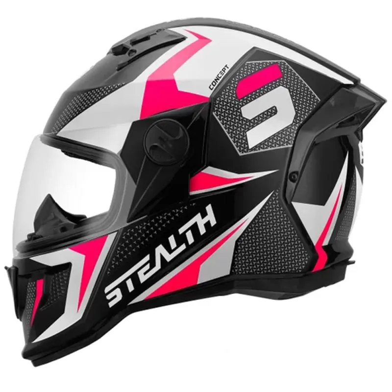 Capacete Pro Tork Stealth Concept Branco Rosa Fechado - 