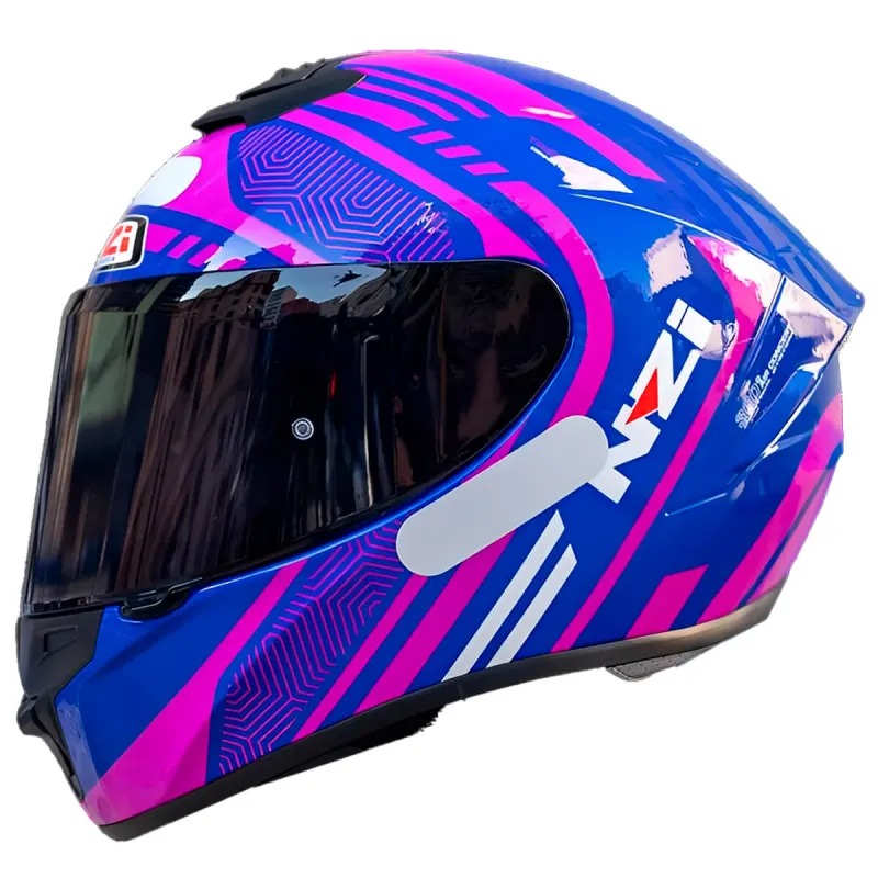 Capacete NZI Capacete Fechado NZI Trendy Connected Azul Rosa Fechado - 