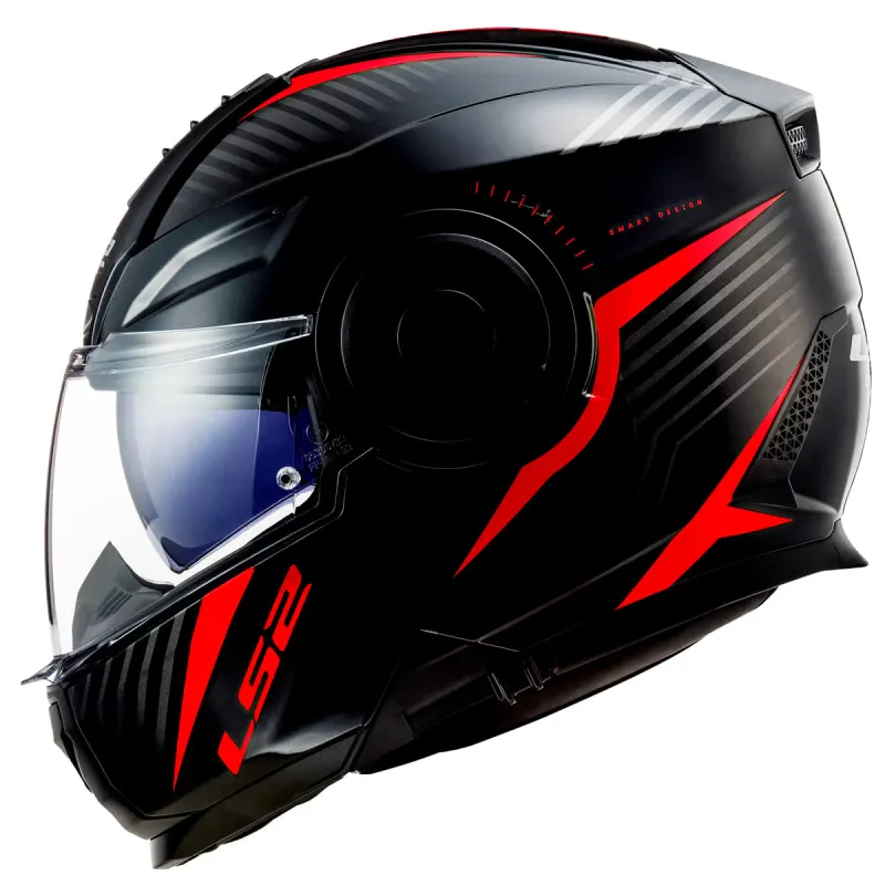 Capacete LS2 FF902 Scope Skid Preto Vermelho Fechado - Preto/Vermelho