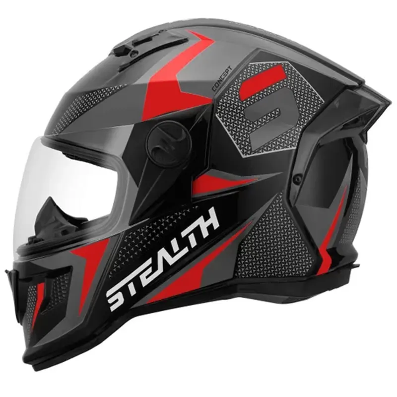 Capacete Pro Tork Stealth Concept Cinza Vermelho Fechado - 
