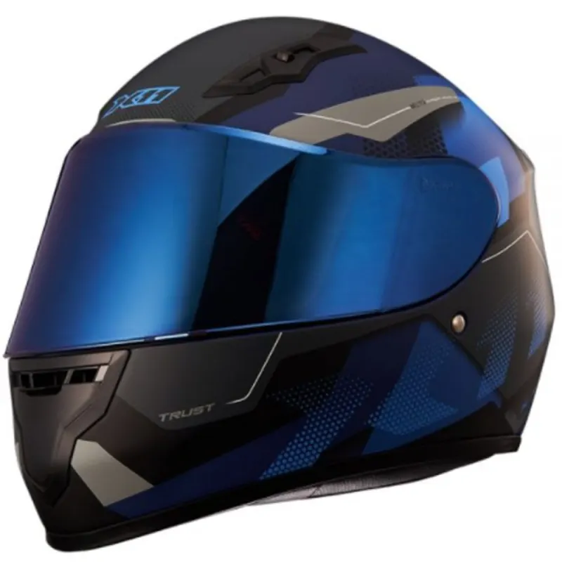 Capacete X11 Trust Pro Transit Azul Cinza Fechado - 